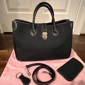 Dooney & Bourke Large Signature Canvas Black Satchel + Extras, Exc. Cond.